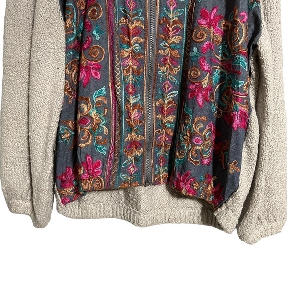 Umgee boho jacket embroidered zip up jacket knit - Picture 6 of 16
